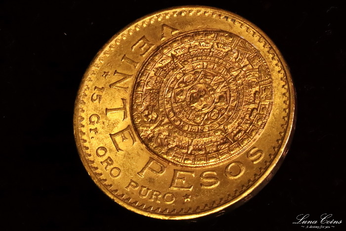 メキシコ 1918年銘オリジナル年号 20ペソ金貨 神秘のパワーアステカ